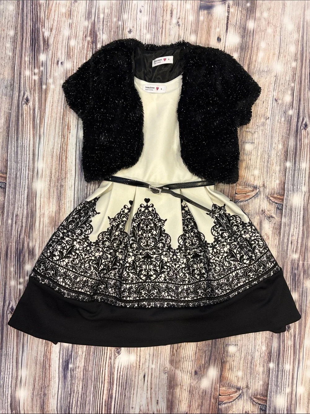 Kids, black and white party dress